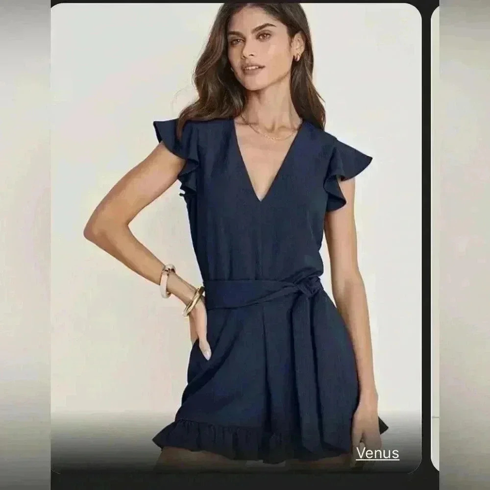 VENUS Navy Blue flare romper